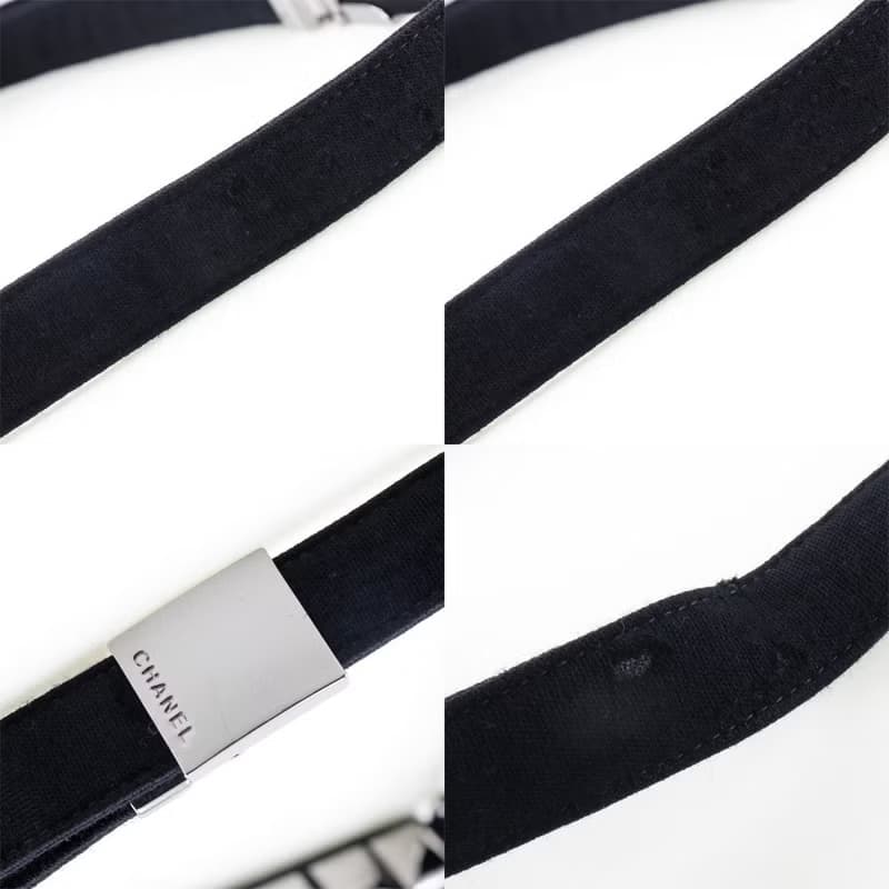 【日本直送】シャネル CHANEL チョコバー ショルダーバッグ アイスキューブ コットン 黒 レディース【中古】