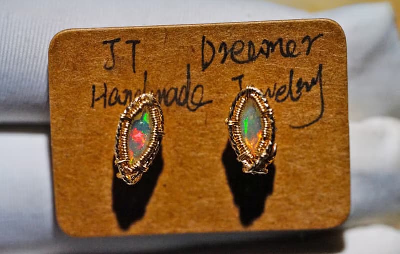 純手工進口14K包金線繞制水歐泊耳釘