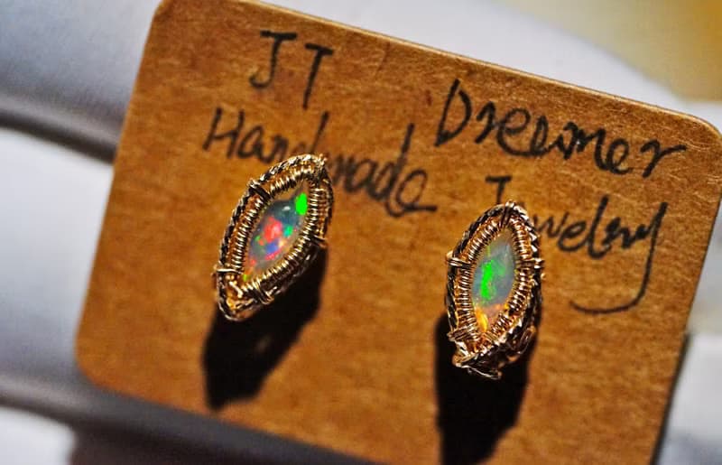 純手工進口14K包金線繞制水歐泊耳釘