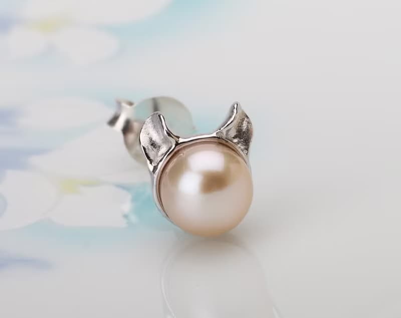 (三件組)手工925純銀x天然珍珠【捲耳、立耳、摺耳耳環】貓奴萬歲