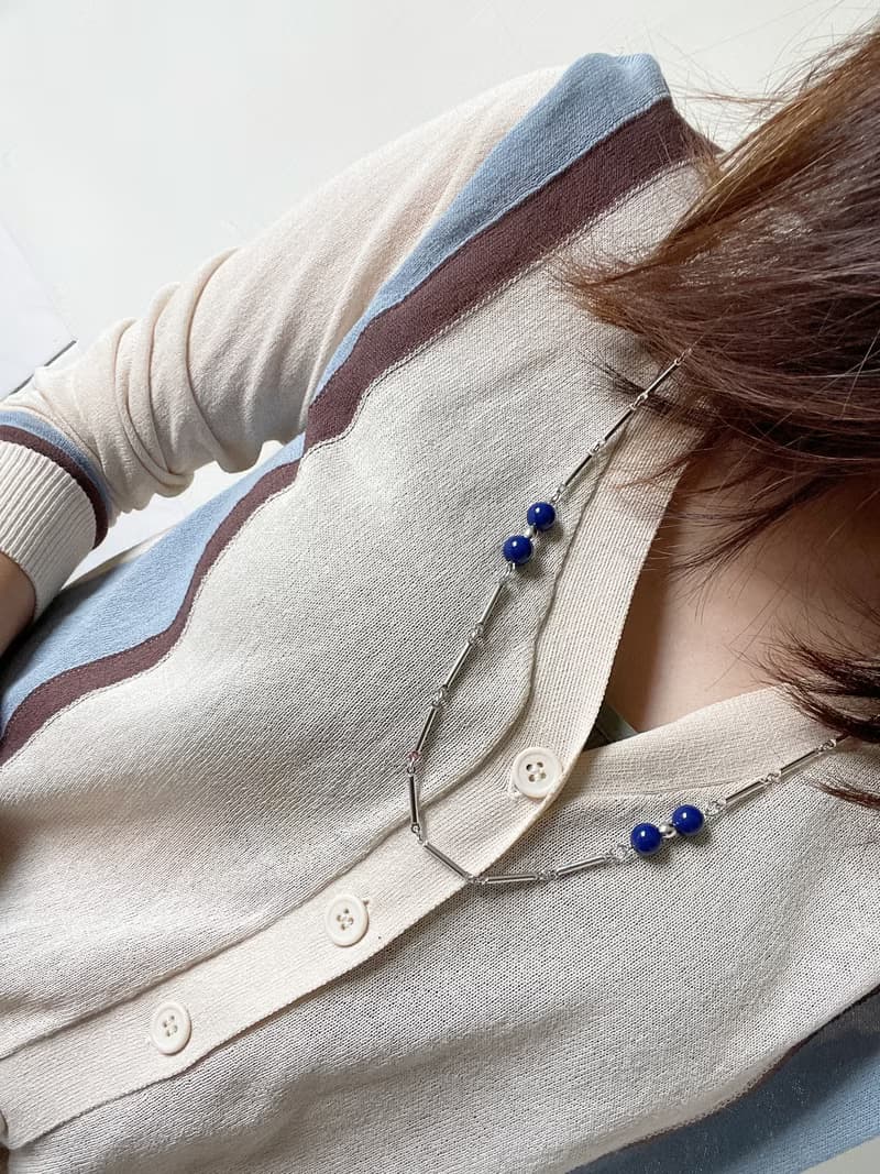 老又好古董珠寶 銀色藍珠項鍊 SARAH COV 977 N101
