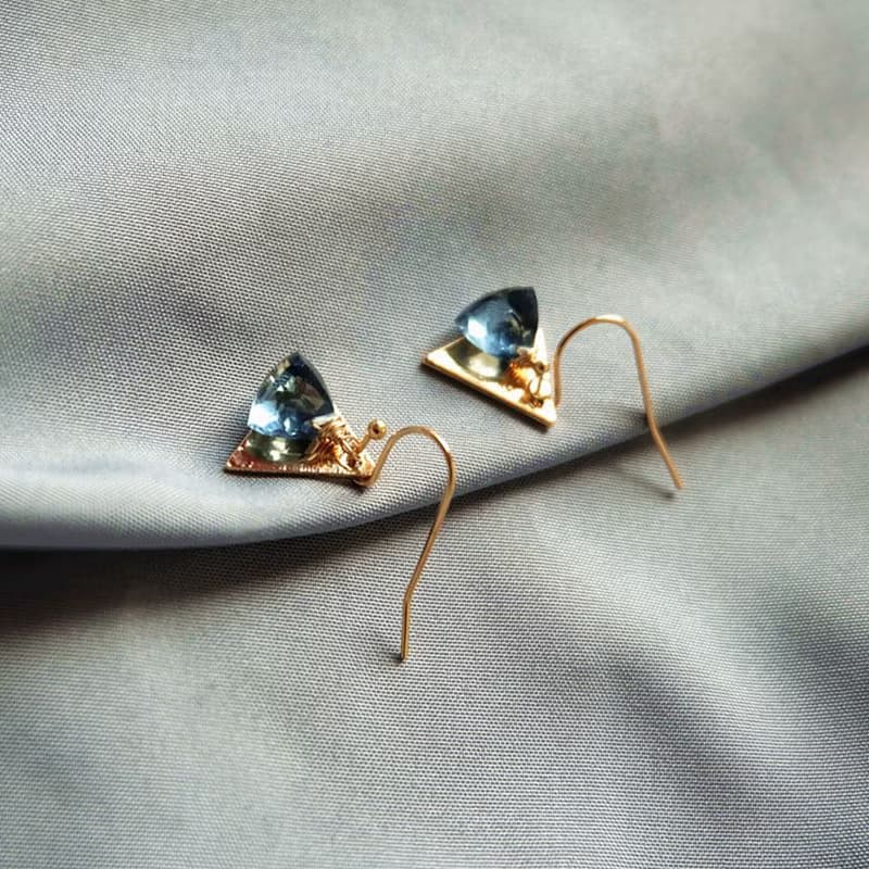 HiOnion原創法式復古簡約14K包金耳環石英石水晶耳環夏天簡約耳夾