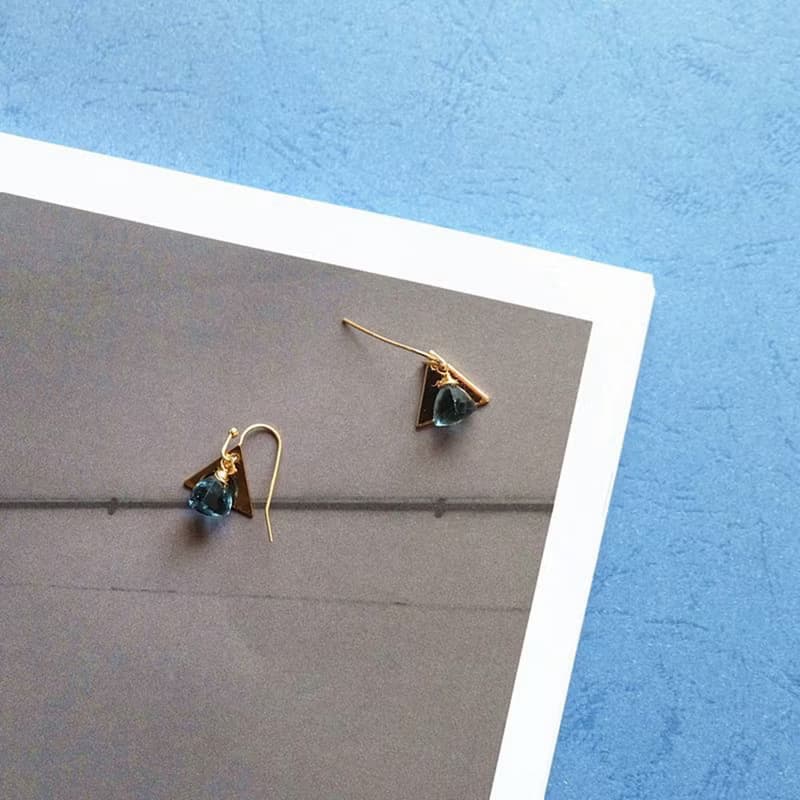 HiOnion原創法式復古簡約14K包金耳環石英石水晶耳環夏天簡約耳夾