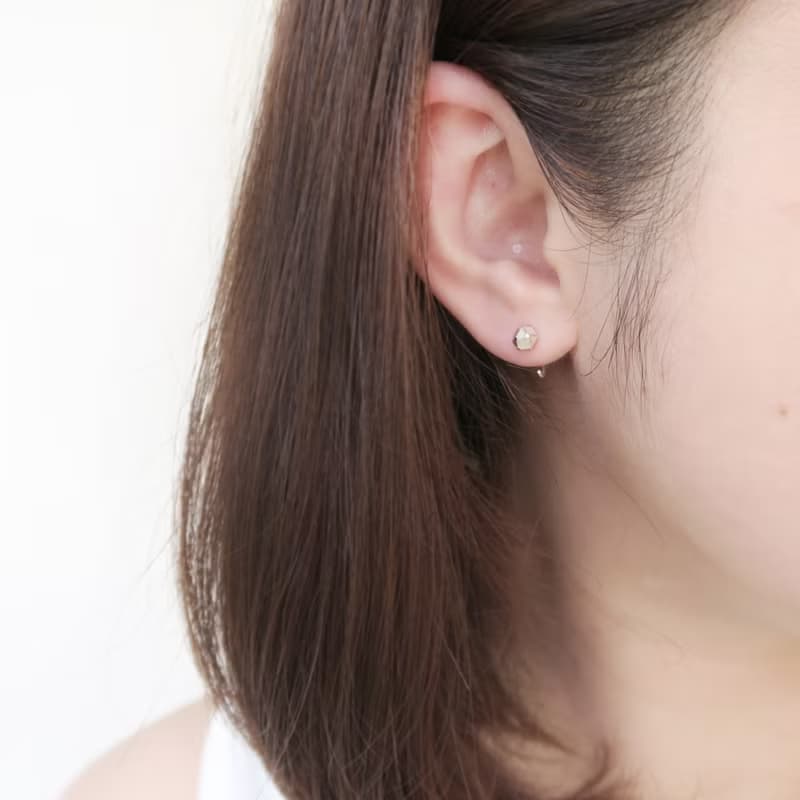 925純銀 幾何小石子C型耳環-角面石、方石、圓石 一對