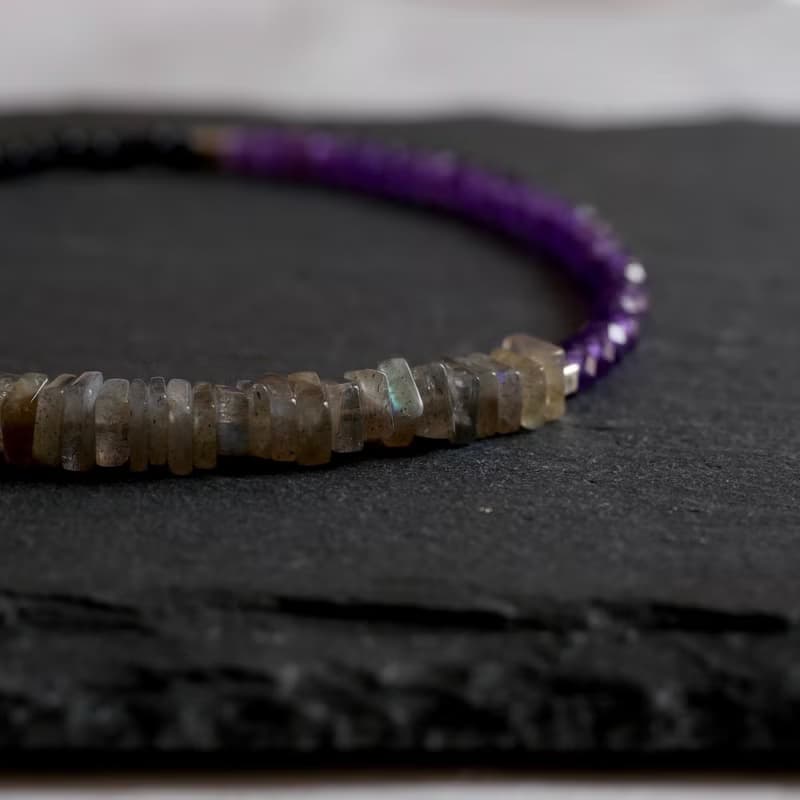 アメジスト・ラブラドライトとブルーゴールドストーンのブレスレット
