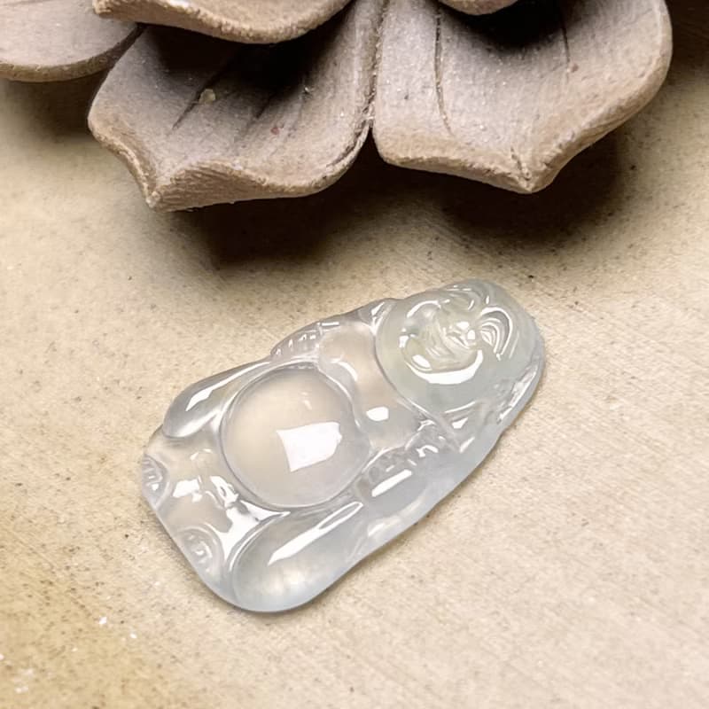放光玻璃種翡翠布袋彌勒佛 | 天然緬甸玉翡翠A貨 | 送禮