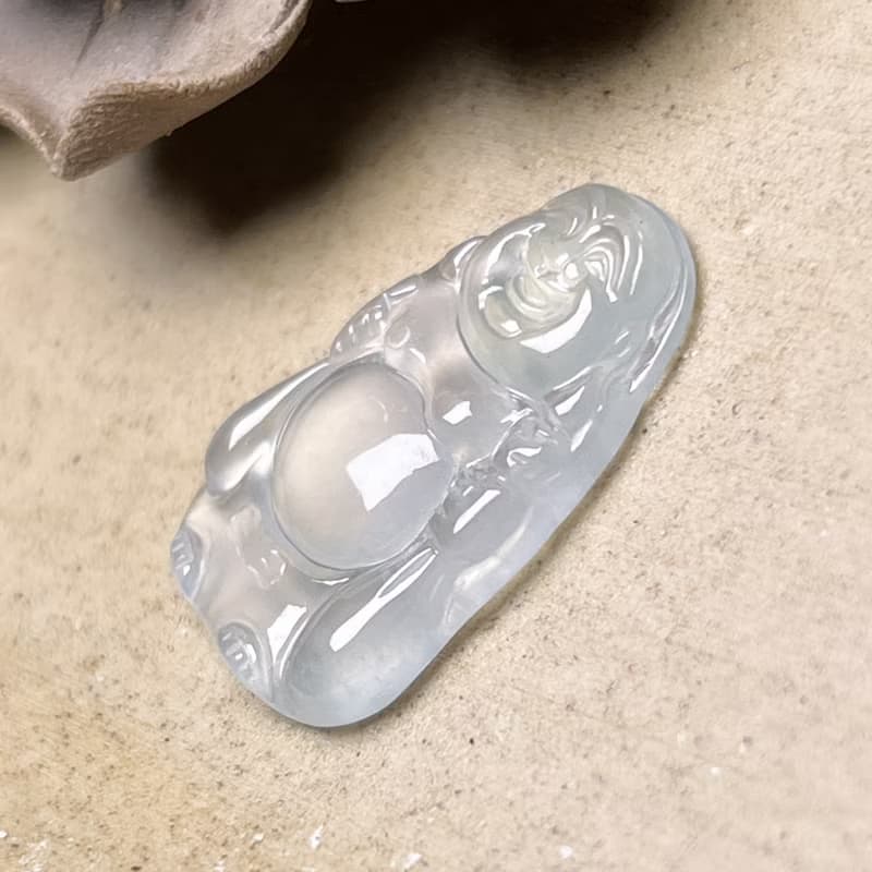 放光玻璃種翡翠布袋彌勒佛 | 天然緬甸玉翡翠A貨 | 送禮