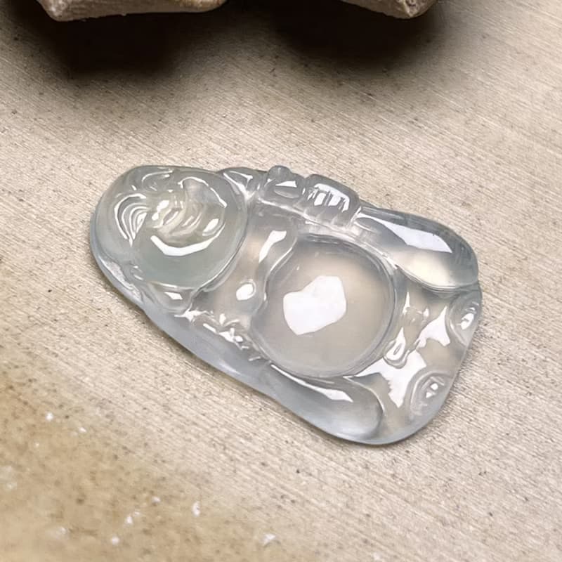 放光玻璃種翡翠布袋彌勒佛 | 天然緬甸玉翡翠A貨 | 送禮