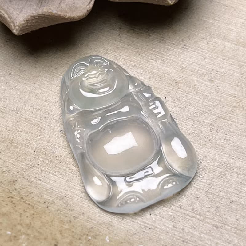 放光玻璃種翡翠布袋彌勒佛 | 天然緬甸玉翡翠A貨 | 送禮
