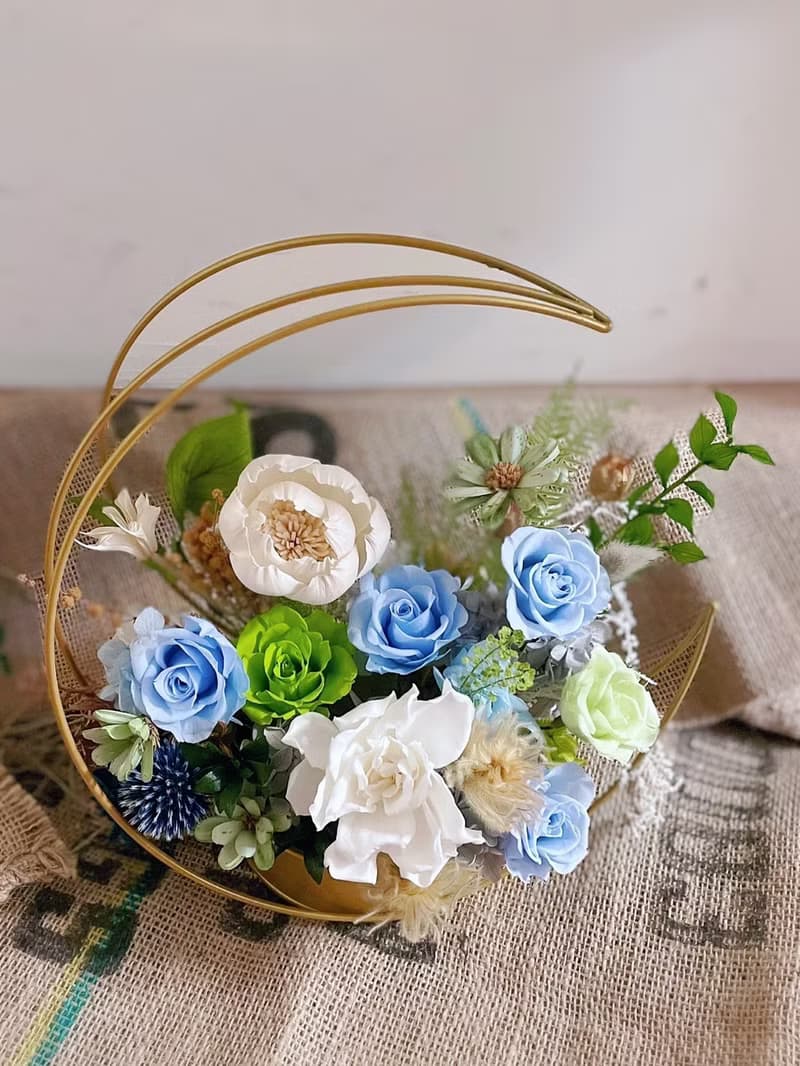 【永生花禮】藍綠色系列永生桌花/開幕花禮/升遷花禮/祝賀花禮