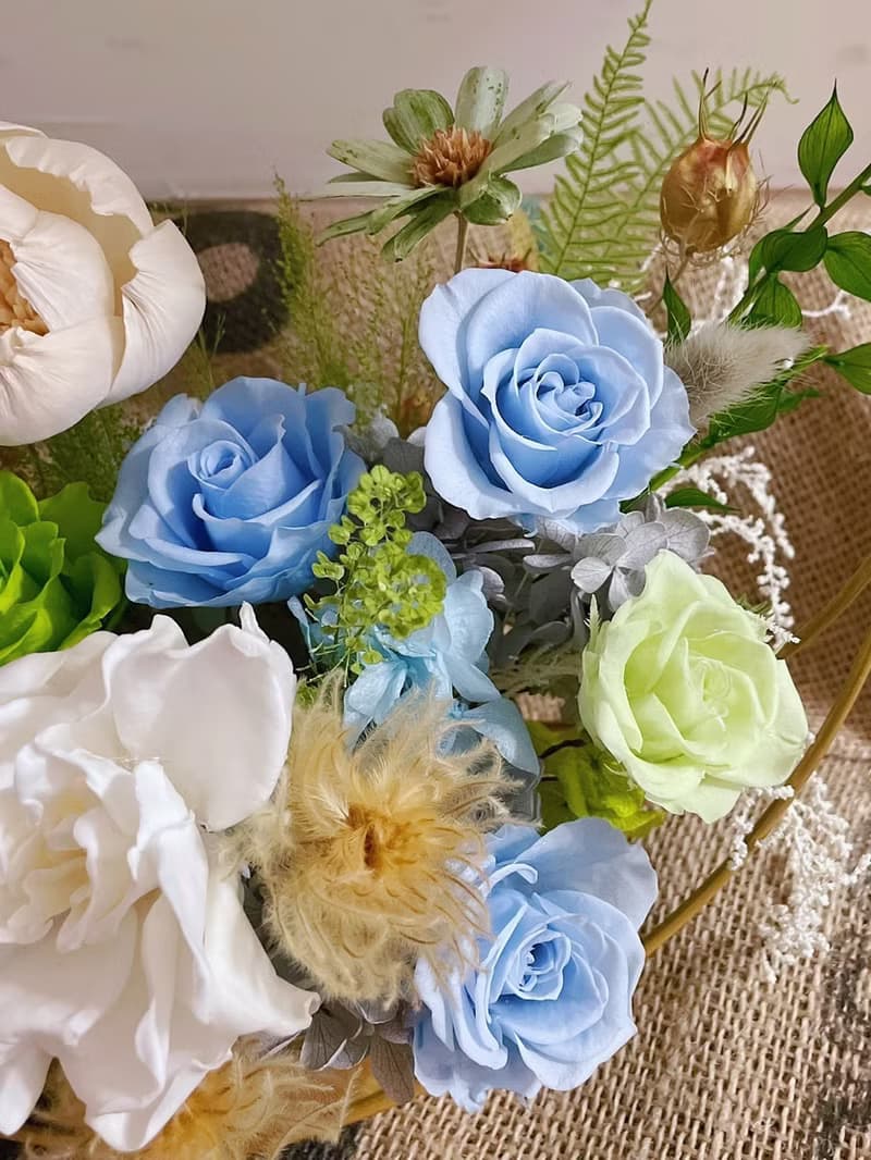 【永生花禮】藍綠色系列永生桌花/開幕花禮/升遷花禮/祝賀花禮