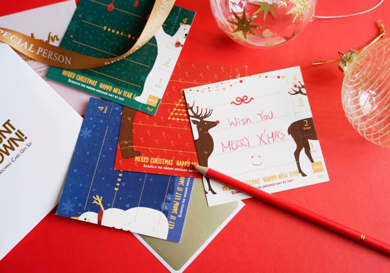 倒數刮刮樂聖誕卡組(四張) Count Down Christmas Card Set
