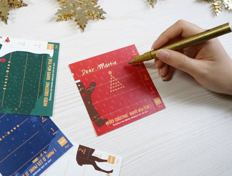 倒數刮刮樂聖誕卡組(四張) Count Down Christmas Card Set