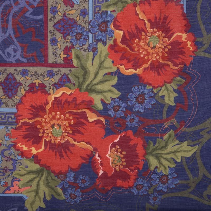 Original Pavlovo Posad Russian Shawl 100% Wool Woolen Scarf 115x115 cm 10465-14