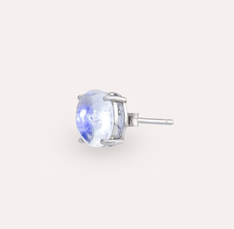 AND 月光石 藍色 橢圓 6*8mm 耳環 經典系列 Oval E 天然寶石