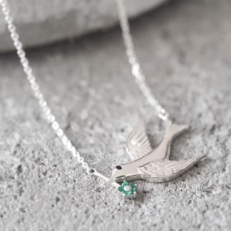 Flower Swallow Necklace Silver925