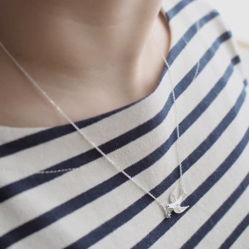 Flower Swallow Necklace Silver925