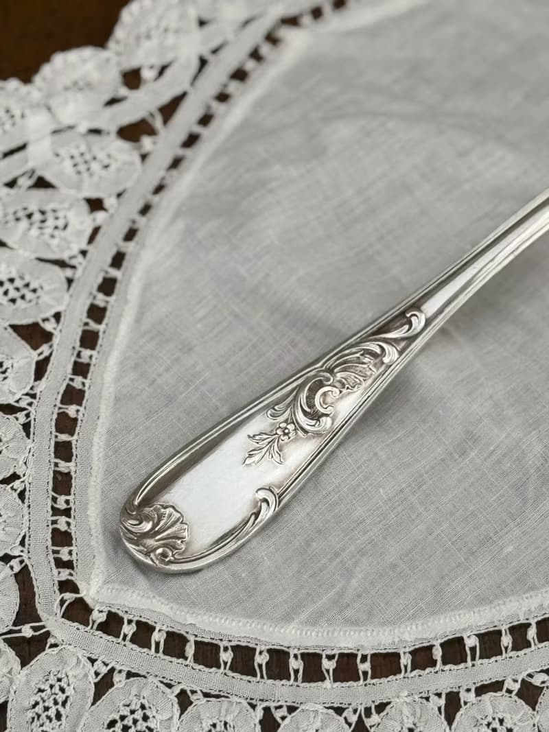 50066-典雅法國古董新古典主義風格鍍銀湯匙
