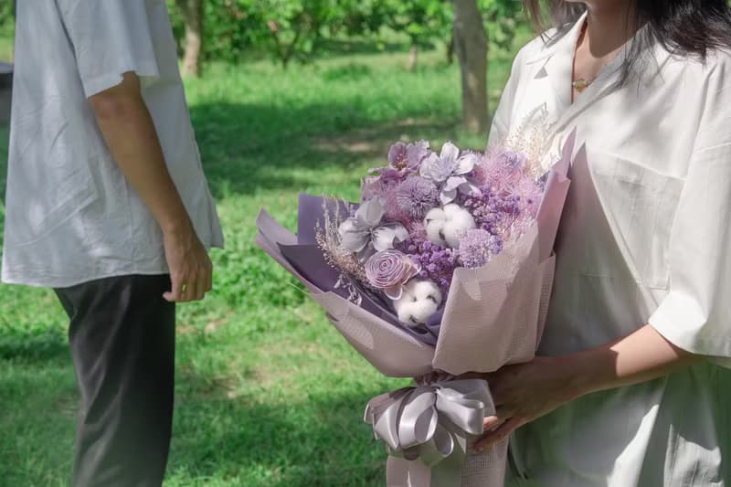 莫蘭迪紫乾燥花束七夕情人花禮