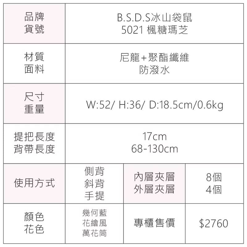 【日系印花】楓糖瑪芝 - 大容量附插袋旅行包 - 共三色
