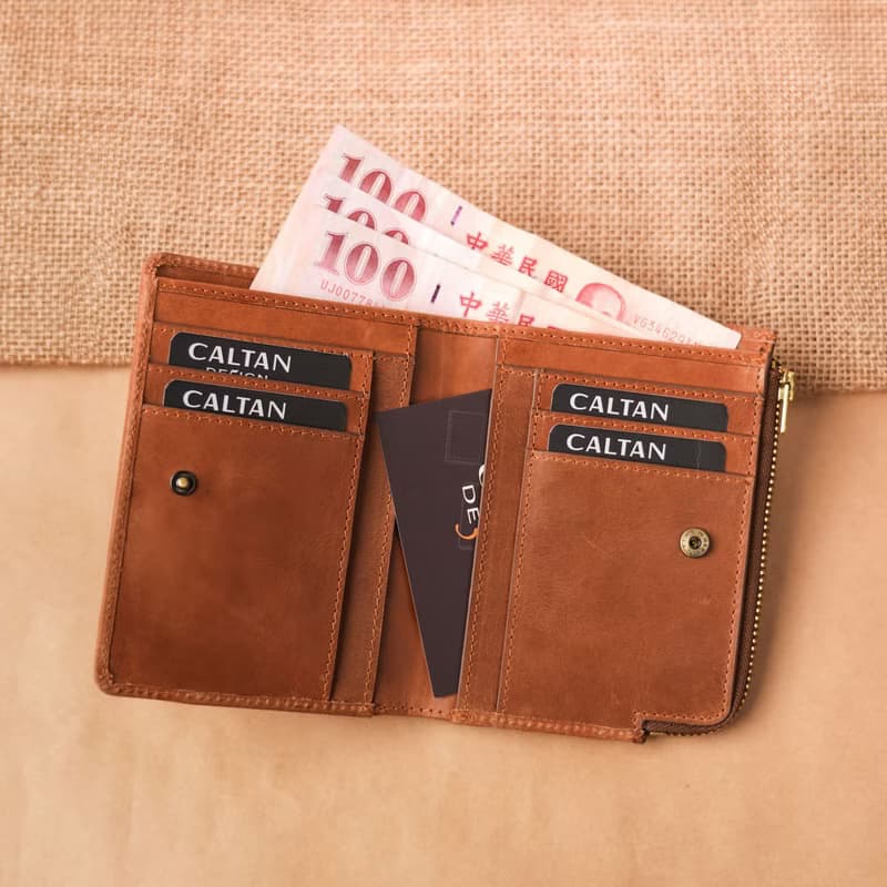 【24hr快速出貨】真皮簡約零錢短夾-2184 兩色 中短夾