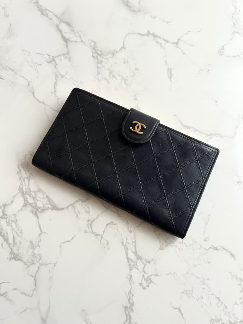 絕版古董包 Chanel 黑色小羊皮革長夾 銀包 皮夾 中古包 二手包