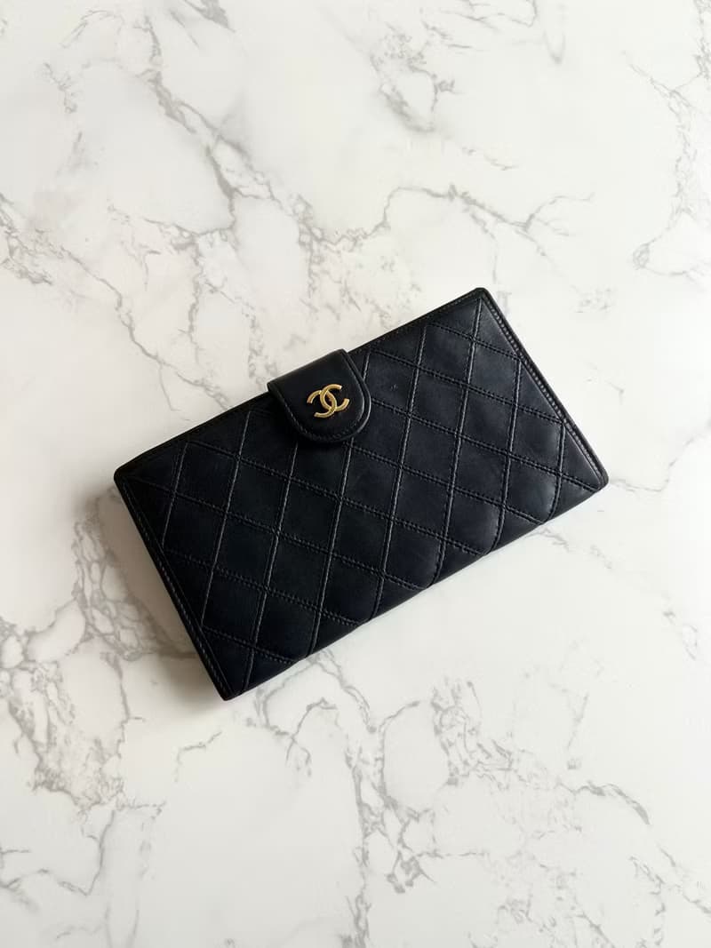 絕版古董包 Chanel 黑色小羊皮革長夾 銀包 皮夾 中古包 二手包