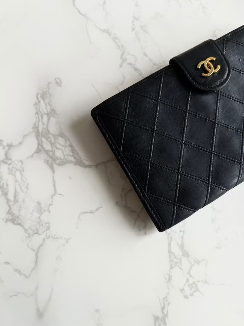 絕版古董包 Chanel 黑色小羊皮革長夾 銀包 皮夾 中古包 二手包