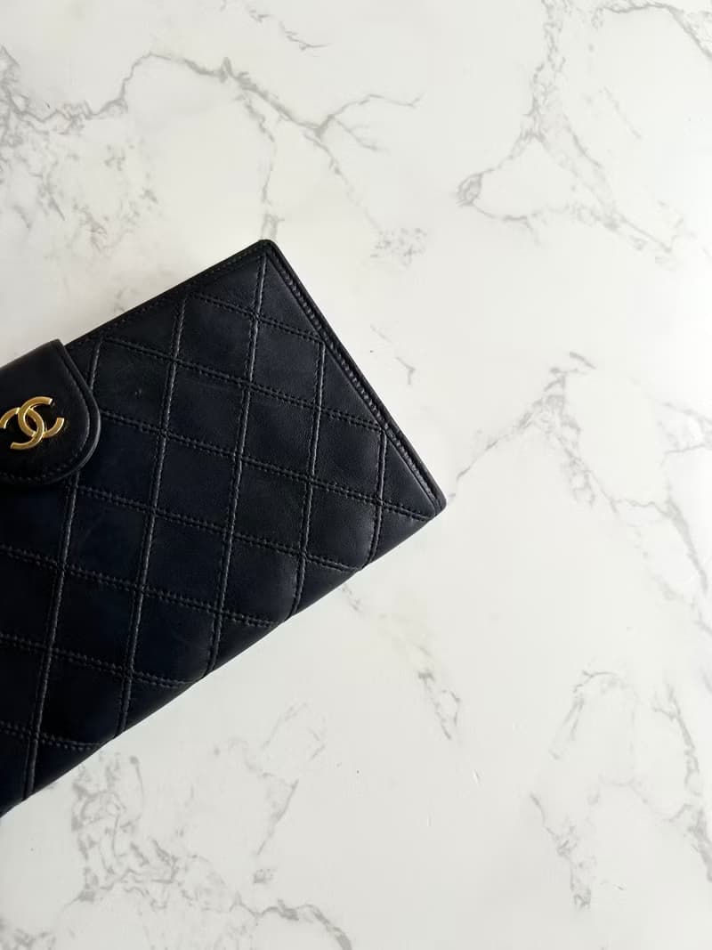 絕版古董包 Chanel 黑色小羊皮革長夾 銀包 皮夾 中古包 二手包