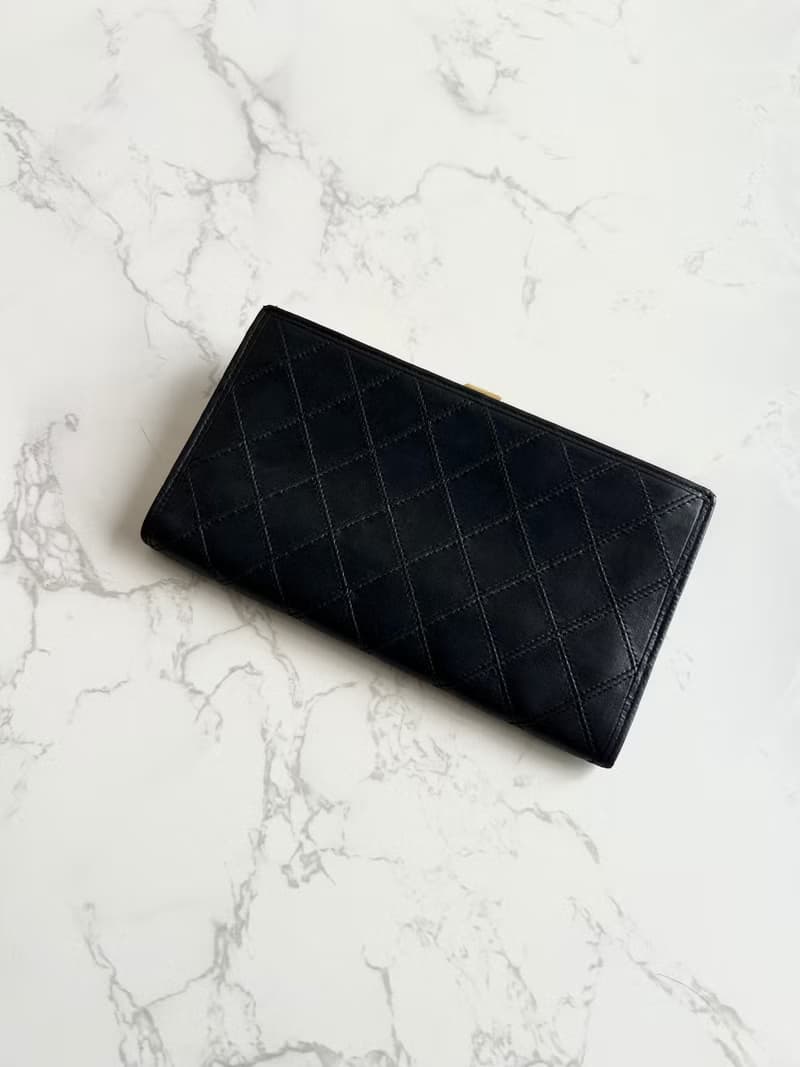 絕版古董包 Chanel 黑色小羊皮革長夾 銀包 皮夾 中古包 二手包