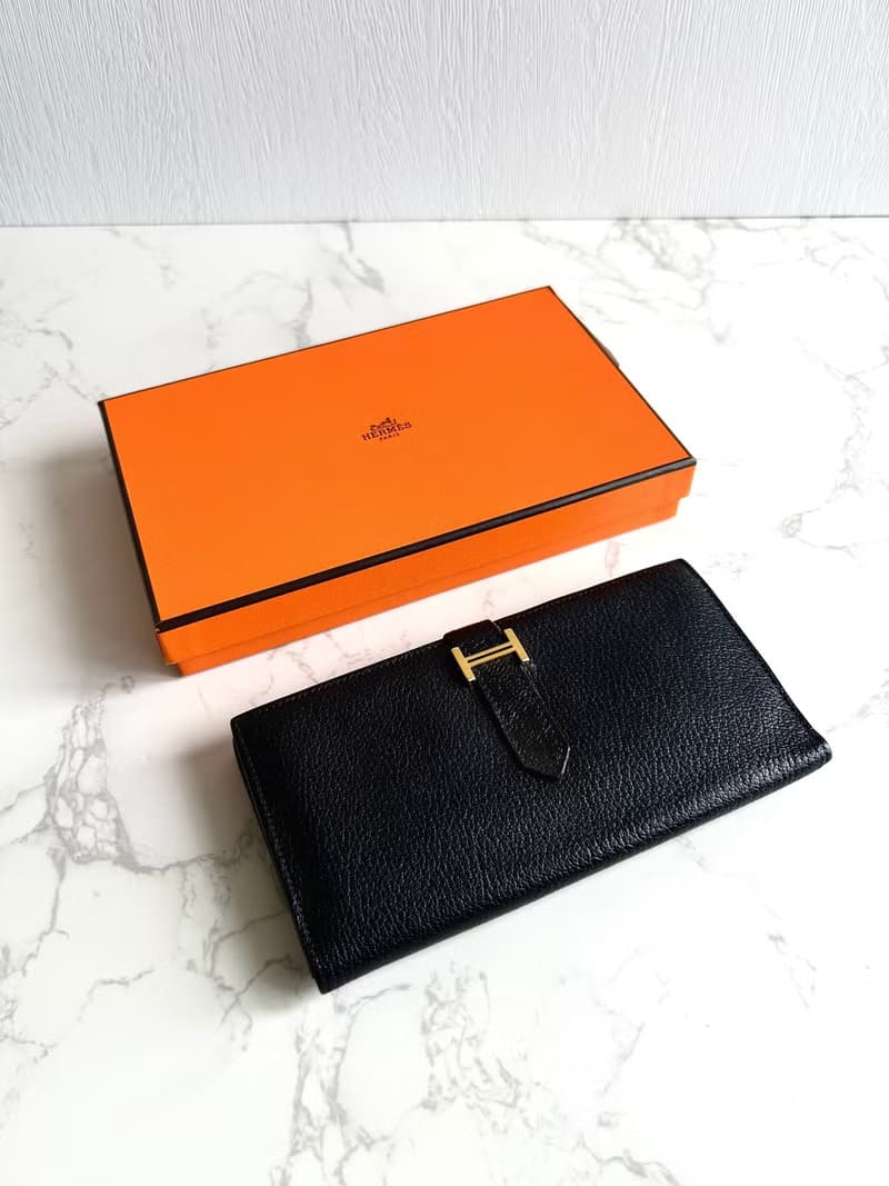 稀有古董包 Hermes 黑金色 Bearn長夾 錢包 皮夾 中古包 二手包