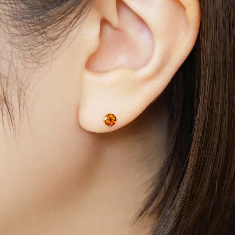 【Second Earrings】 鉑金黃水晶耳環