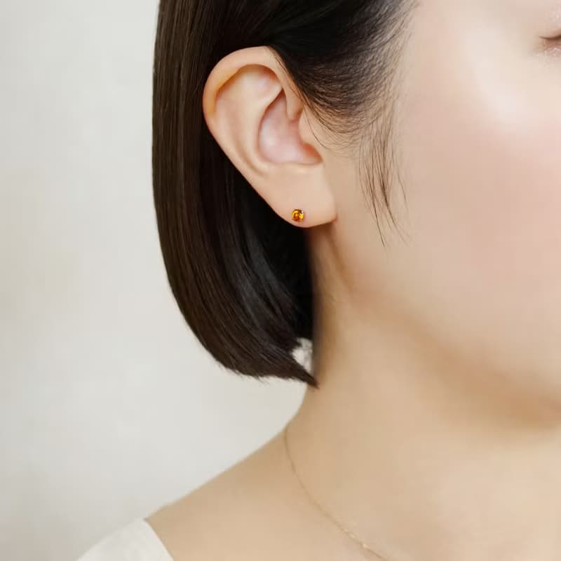 【Second Earrings】 鉑金黃水晶耳環