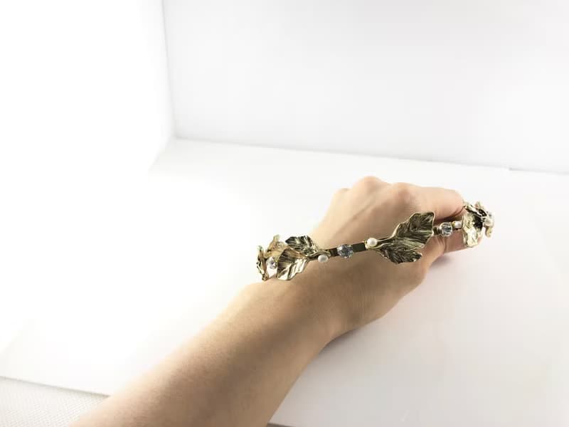 珍珠花卉頭箍 wedding 珍珠頭箍 黃銅頭箍 情人節禮物 珍珠