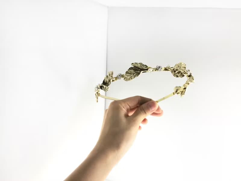 珍珠花卉頭箍 wedding 珍珠頭箍 黃銅頭箍 情人節禮物 珍珠