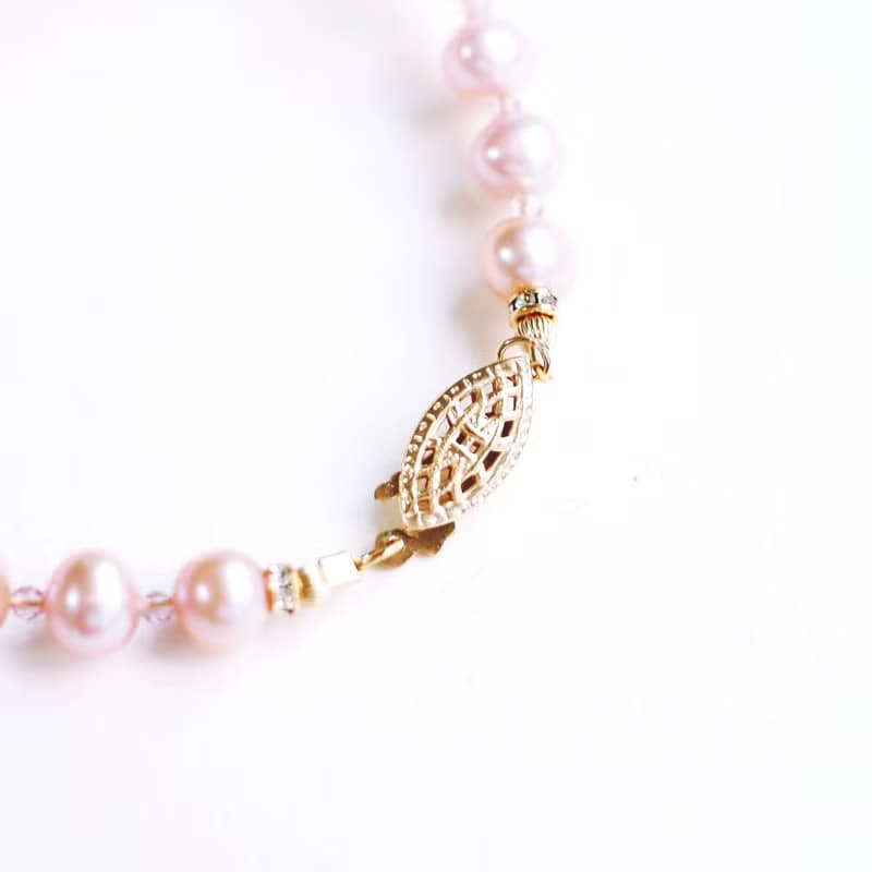 浪漫粉紫珍珠古典手鍊水晶