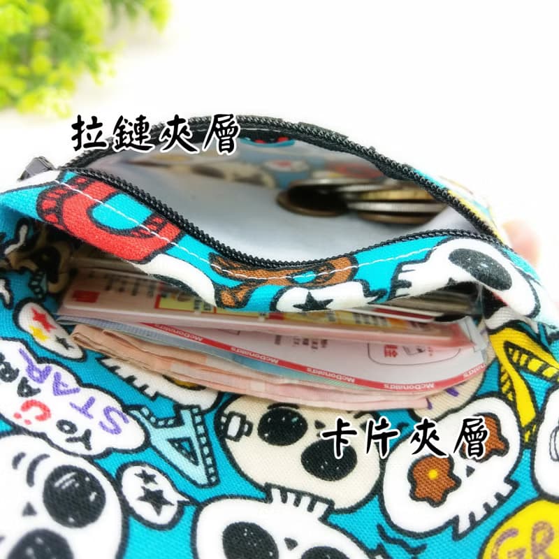 富貴牡丹- 紅。拉鏈雙層零錢包