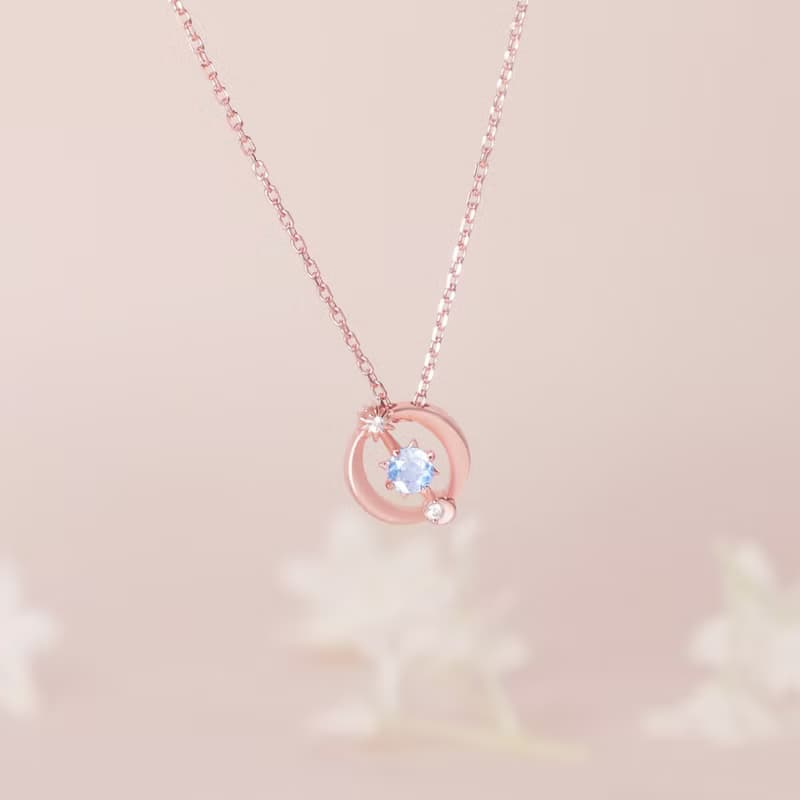 La Joie 藍月亮石星願頸鏈 (玫瑰金)