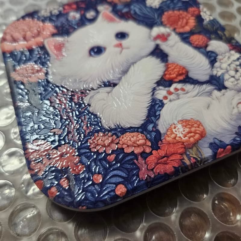 花草布偶貓-晶雕陶瓷吸水杯墊