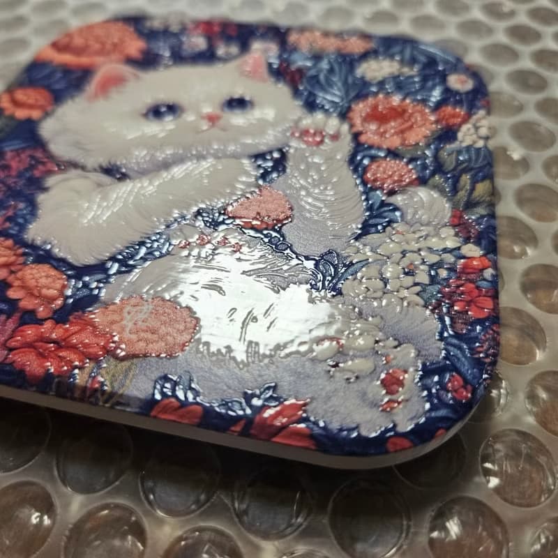 花草布偶貓-晶雕陶瓷吸水杯墊