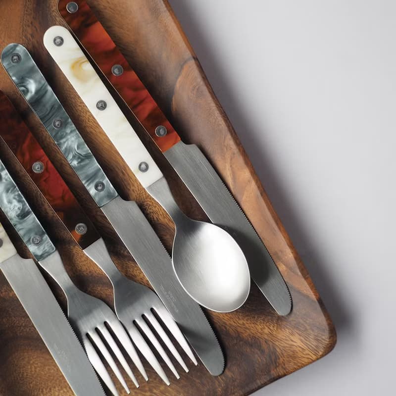 日本高桑金屬  日製大理石紋不鏽鋼甜點匙-2入-多色可選