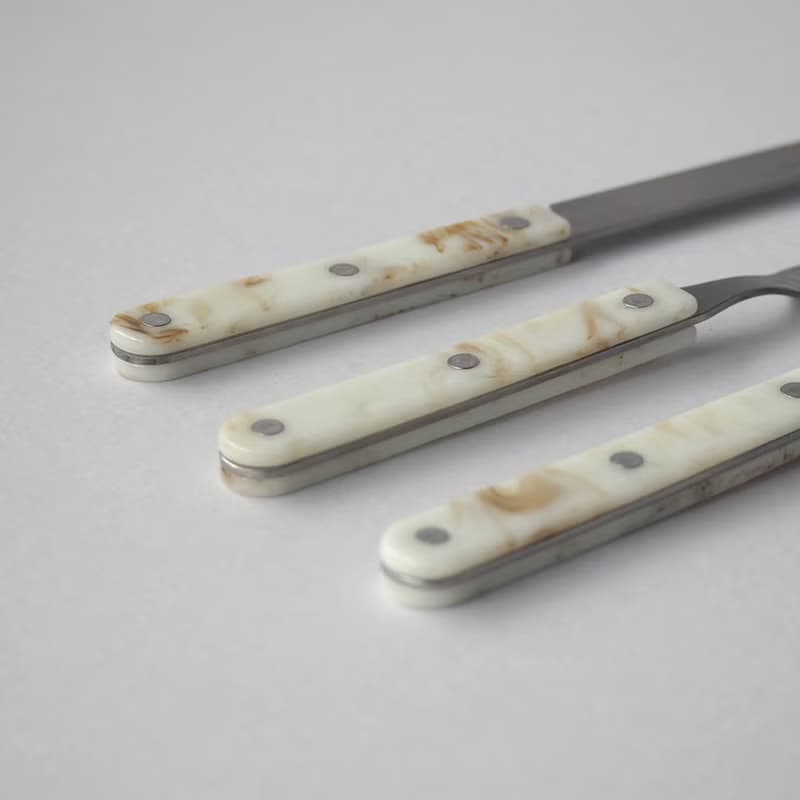 日本高桑金屬  日製大理石紋不鏽鋼甜點匙-2入-多色可選