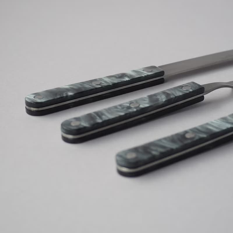 日本高桑金屬  日製大理石紋不鏽鋼甜點匙-2入-多色可選