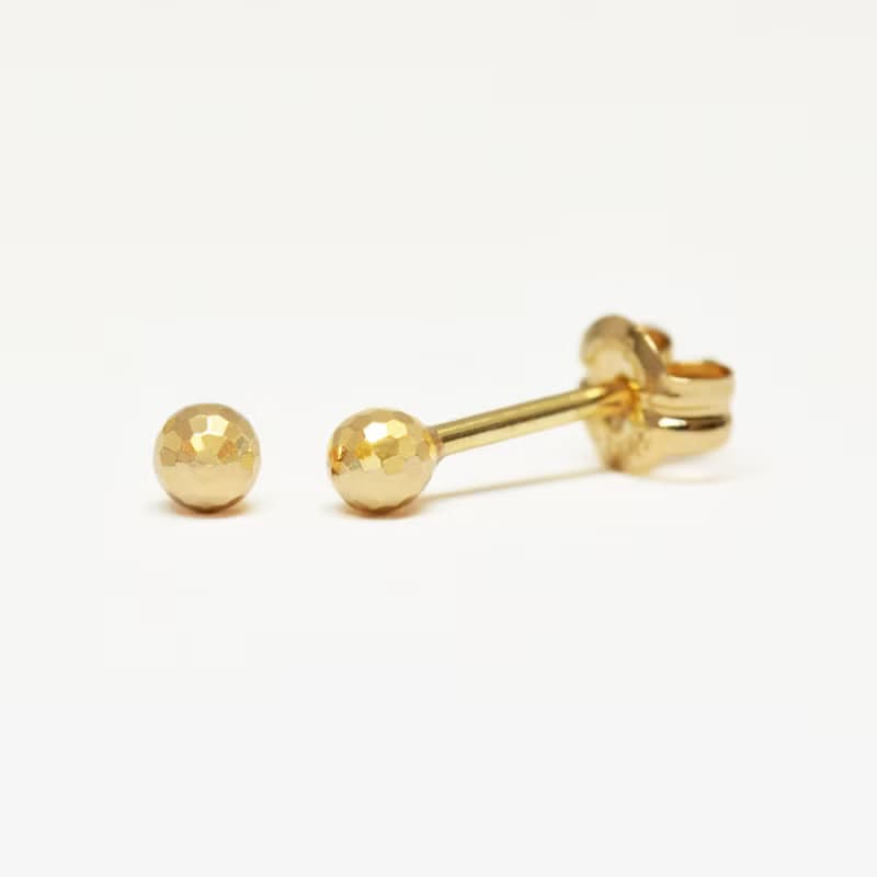 【Second Earrings】 18K 黃金鏡面球形耳環