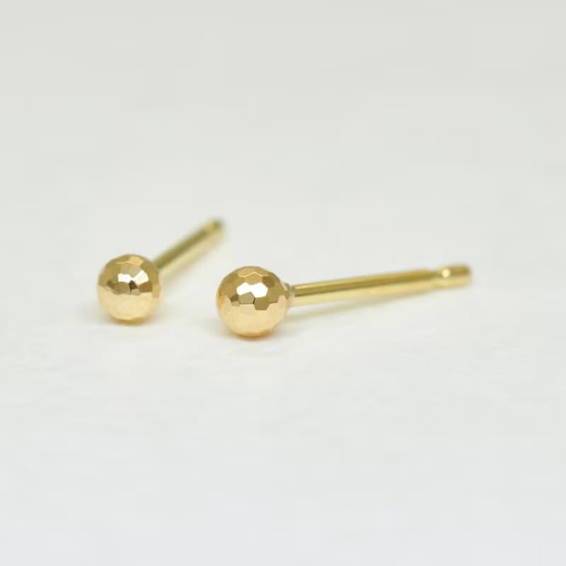 【Second Earrings】 18K 黃金鏡面球形耳環