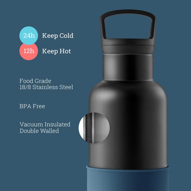 美國HYDY時尚保溫水瓶  CinCin Black系列 | 海軍藍-黑瓶 - 590ml