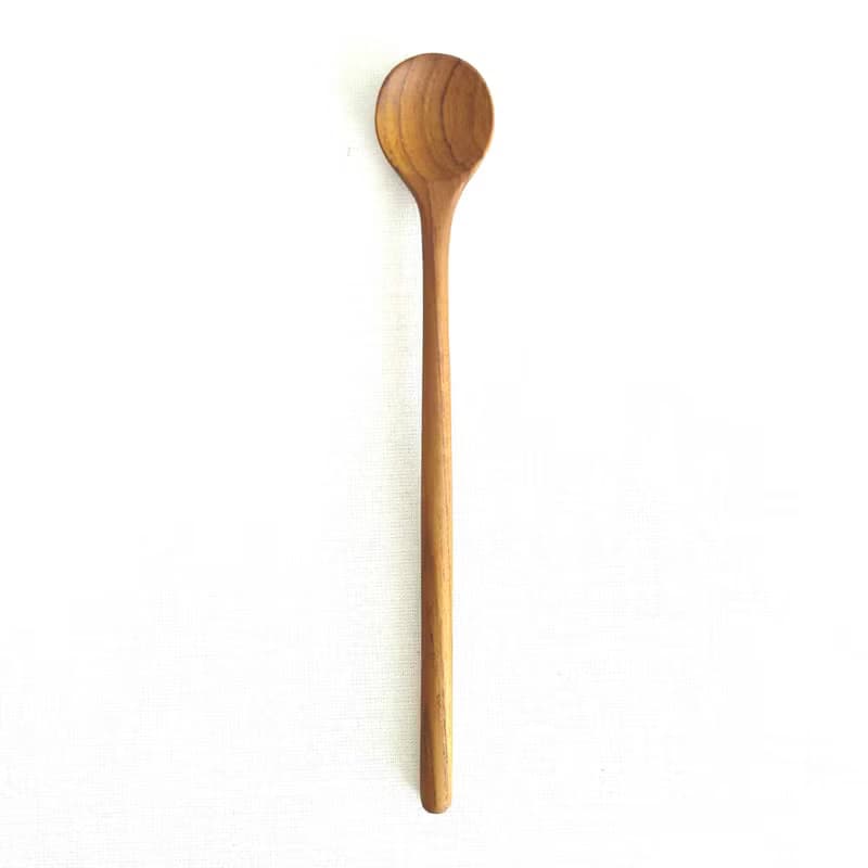 Natural Brown Teak Wood Cocktail Bar Mixing Long Handle Spoon Stirrer
