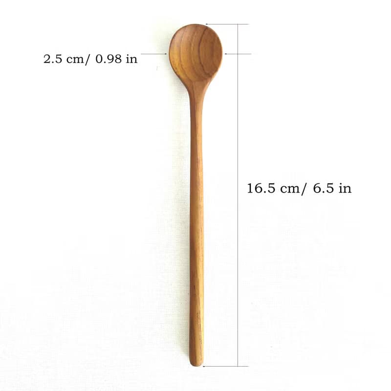 Natural Brown Teak Wood Cocktail Bar Mixing Long Handle Spoon Stirrer