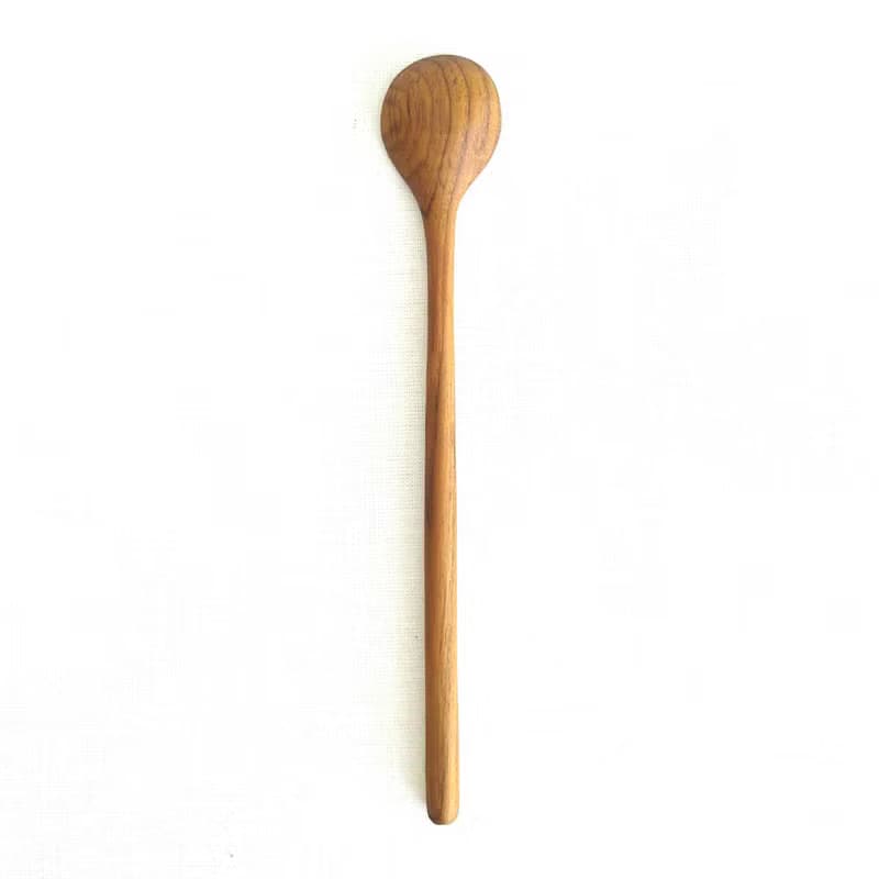 Natural Brown Teak Wood Cocktail Bar Mixing Long Handle Spoon Stirrer