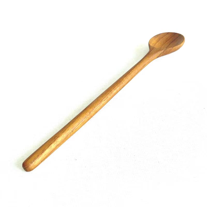 Natural Brown Teak Wood Cocktail Bar Mixing Long Handle Spoon Stirrer